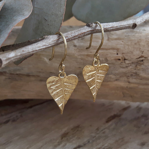 Foresta Gold Heart Leaf Drop Earrings
