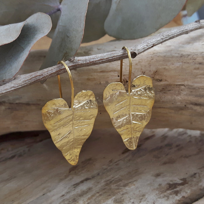 Foresta Gold Taro Leaf Drop Earrings