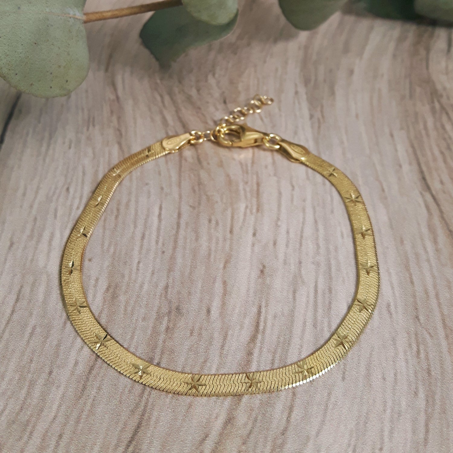 Gold Star Snake Chain Bracelet 17–19.5cm