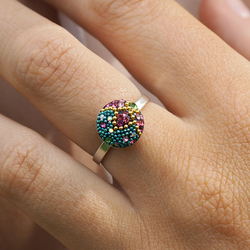 Allegra Viva Magenta Round Mini Adjustable Ring