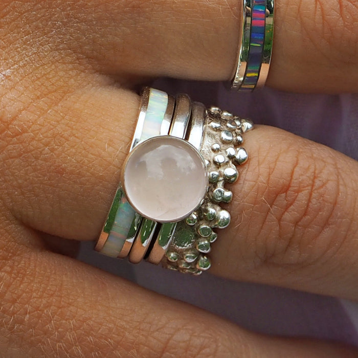 Flinder White Opal Ring