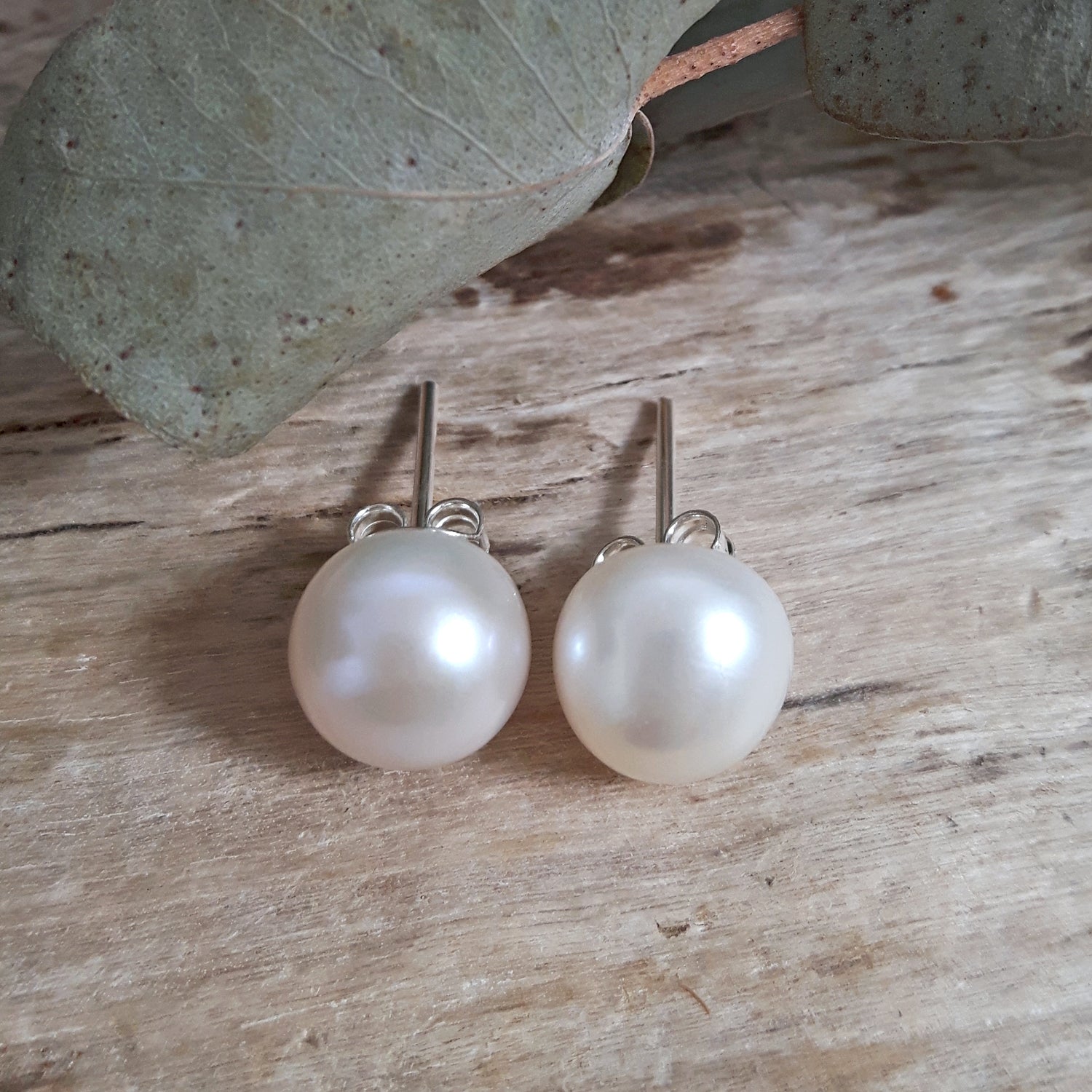 White Pearl Large Stud Earrings