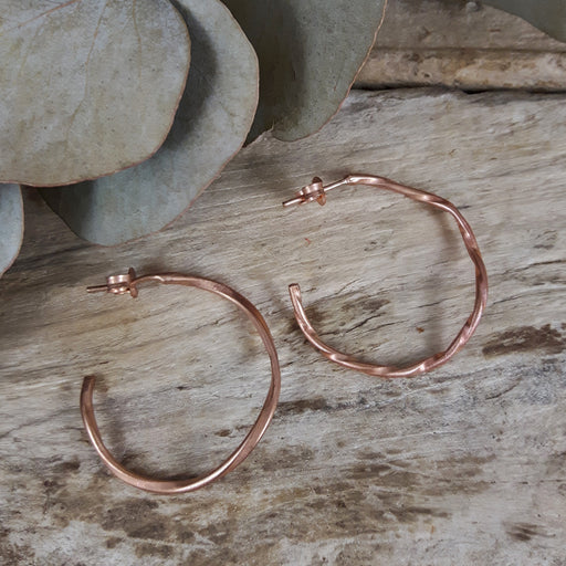 Lattice Single Hoop Rose Gold Earrings