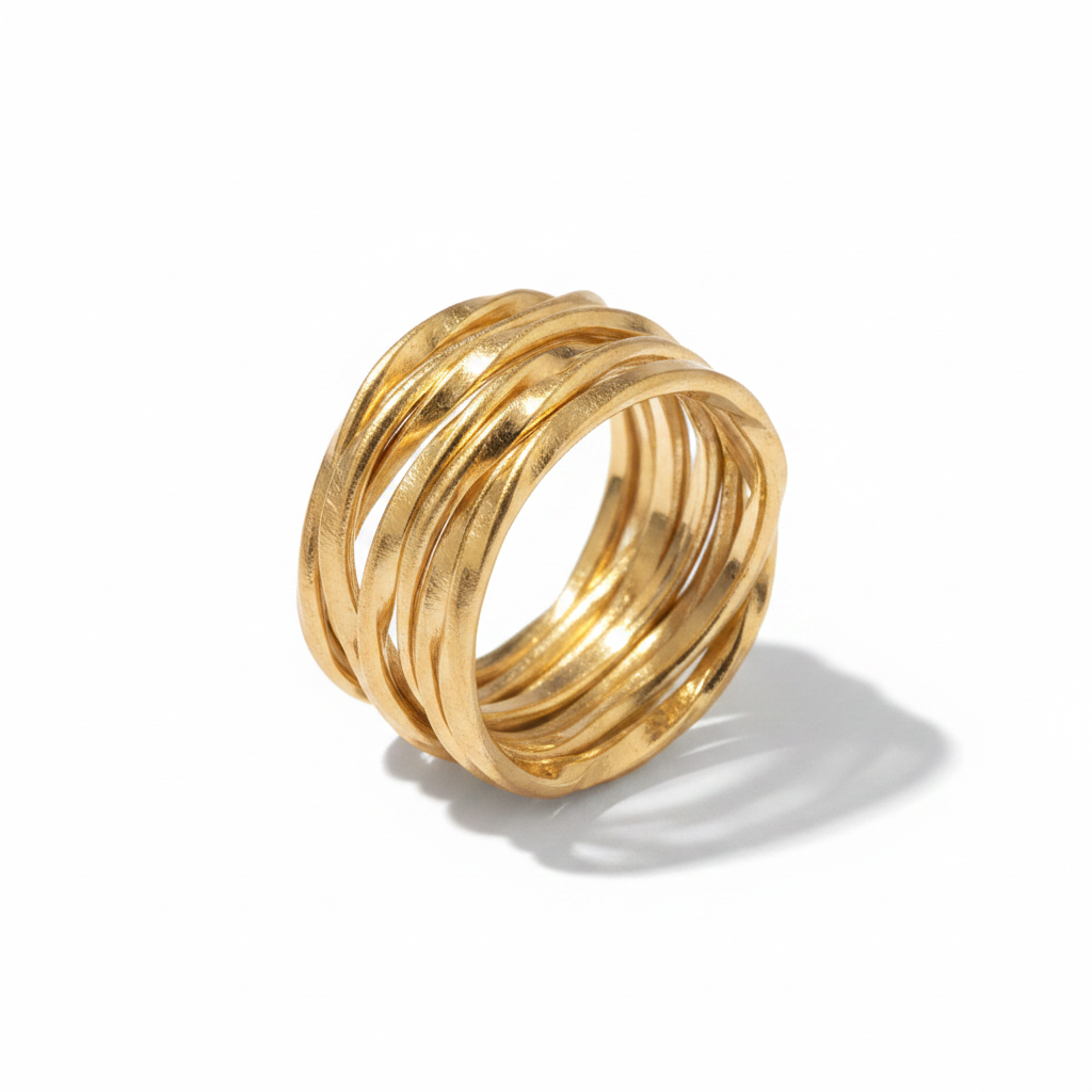Lattice Wide Gold Plated Ring