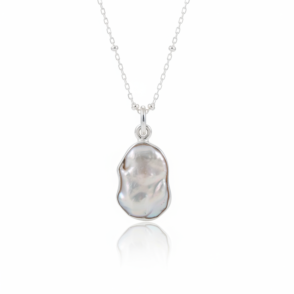 Luminous Baroque Pearl Pendant - White Background