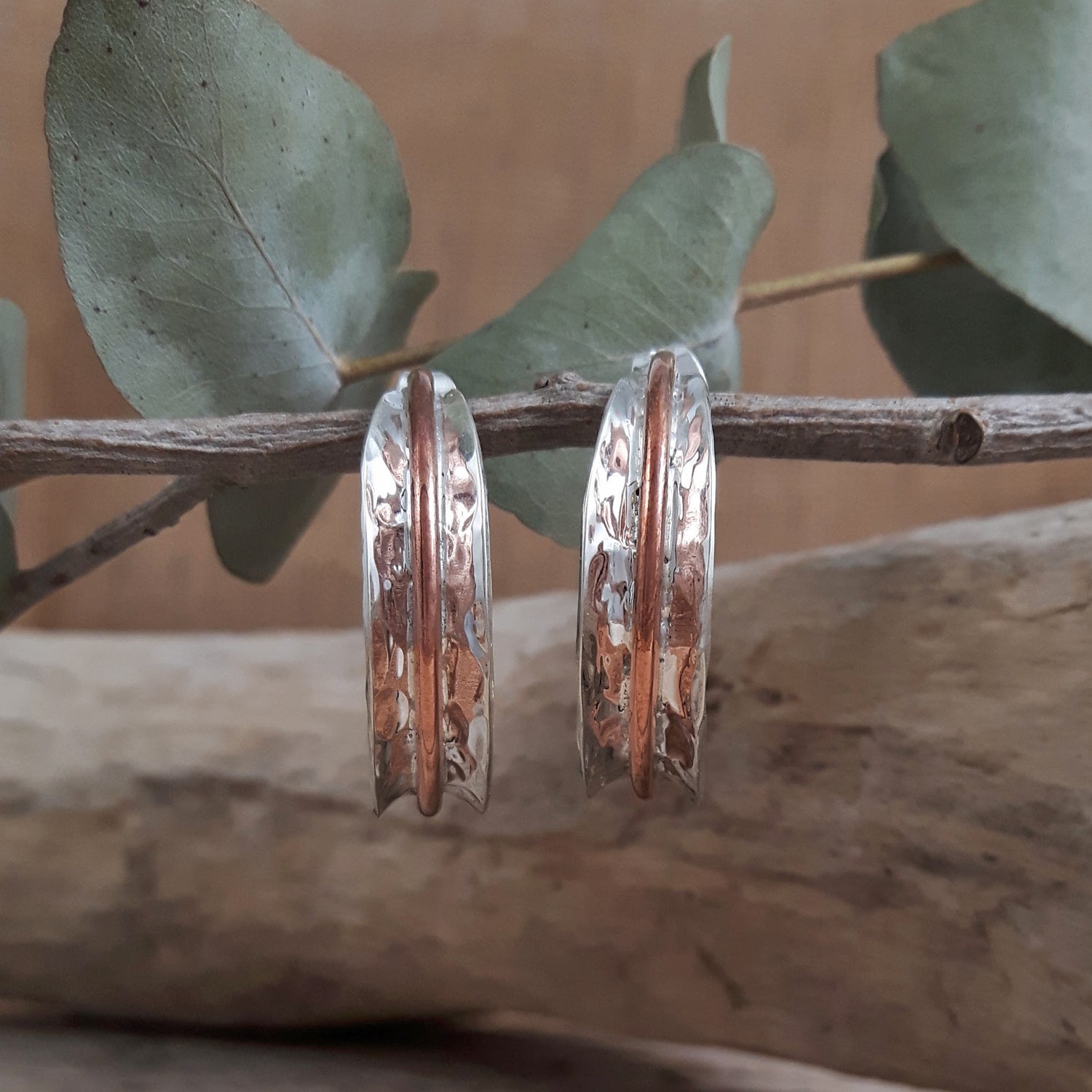 Duo Marseille Ag/Cu Hoop Earrings