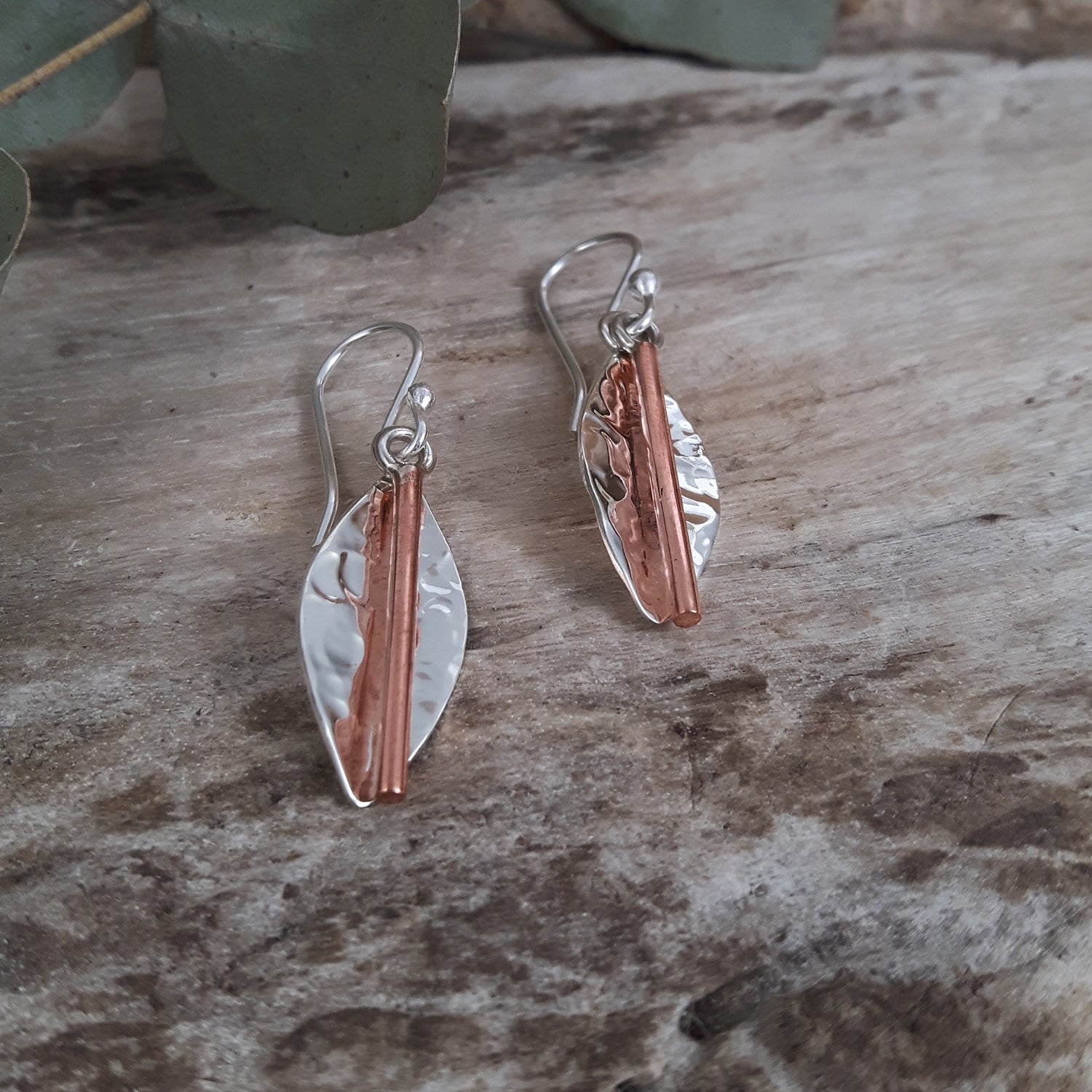 Marseille Leaf Ag/Cu Drop Earrings