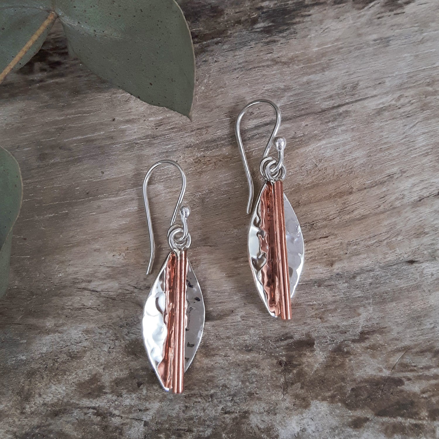 Marseille Leaf Ag/Cu Drop Earrings