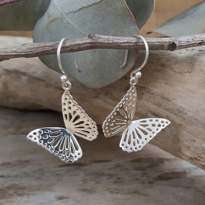 Women's Gold Plated Butterfly Dangle Drop Earrings