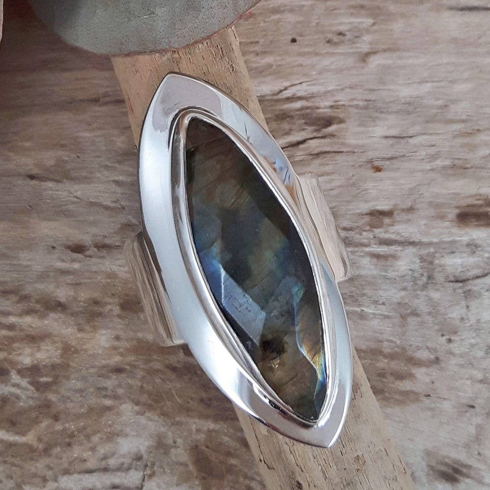 Monet Labradorite Marquise Faceted Adjustable Ring A