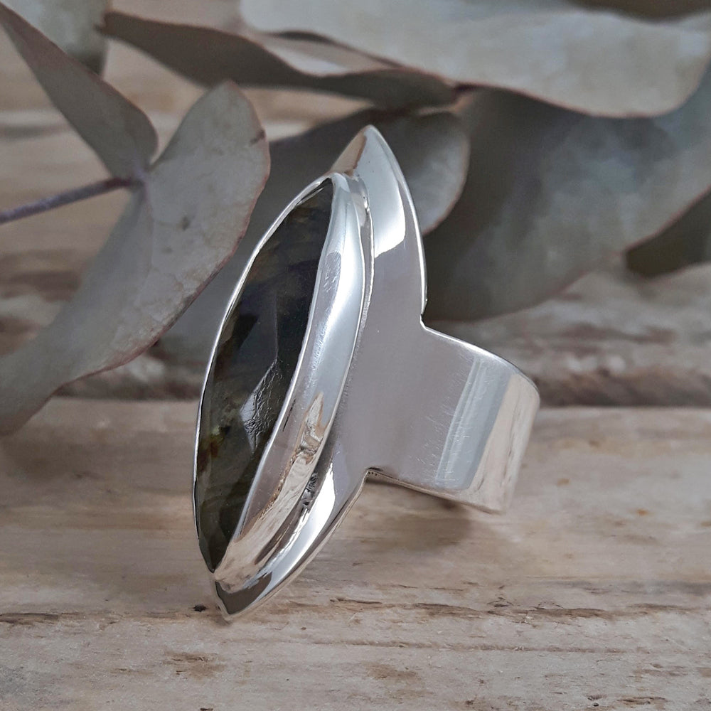 Monet Labradorite Marquise Faceted Adjustable Ring A