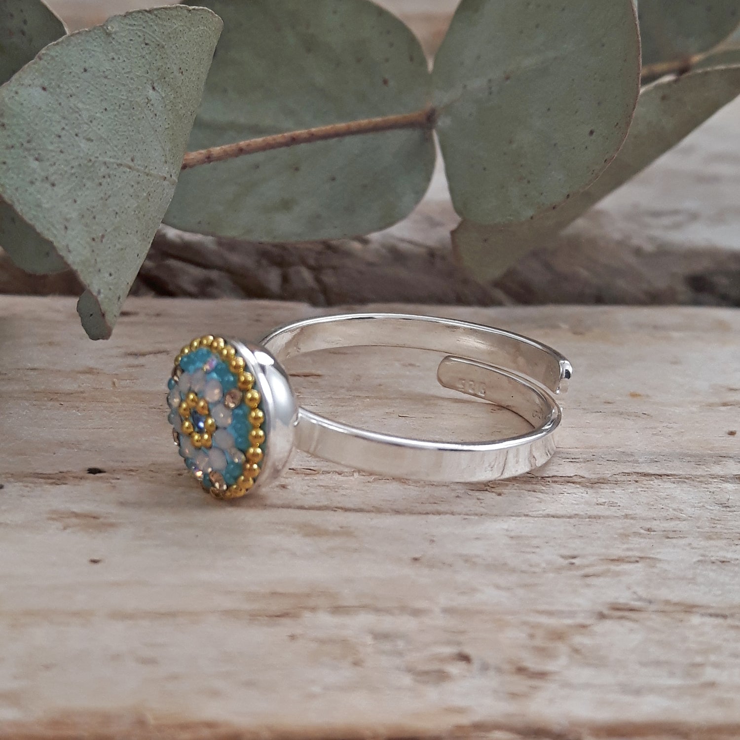 Allegra Round Daisy Dream Mini Adjustable Ring
