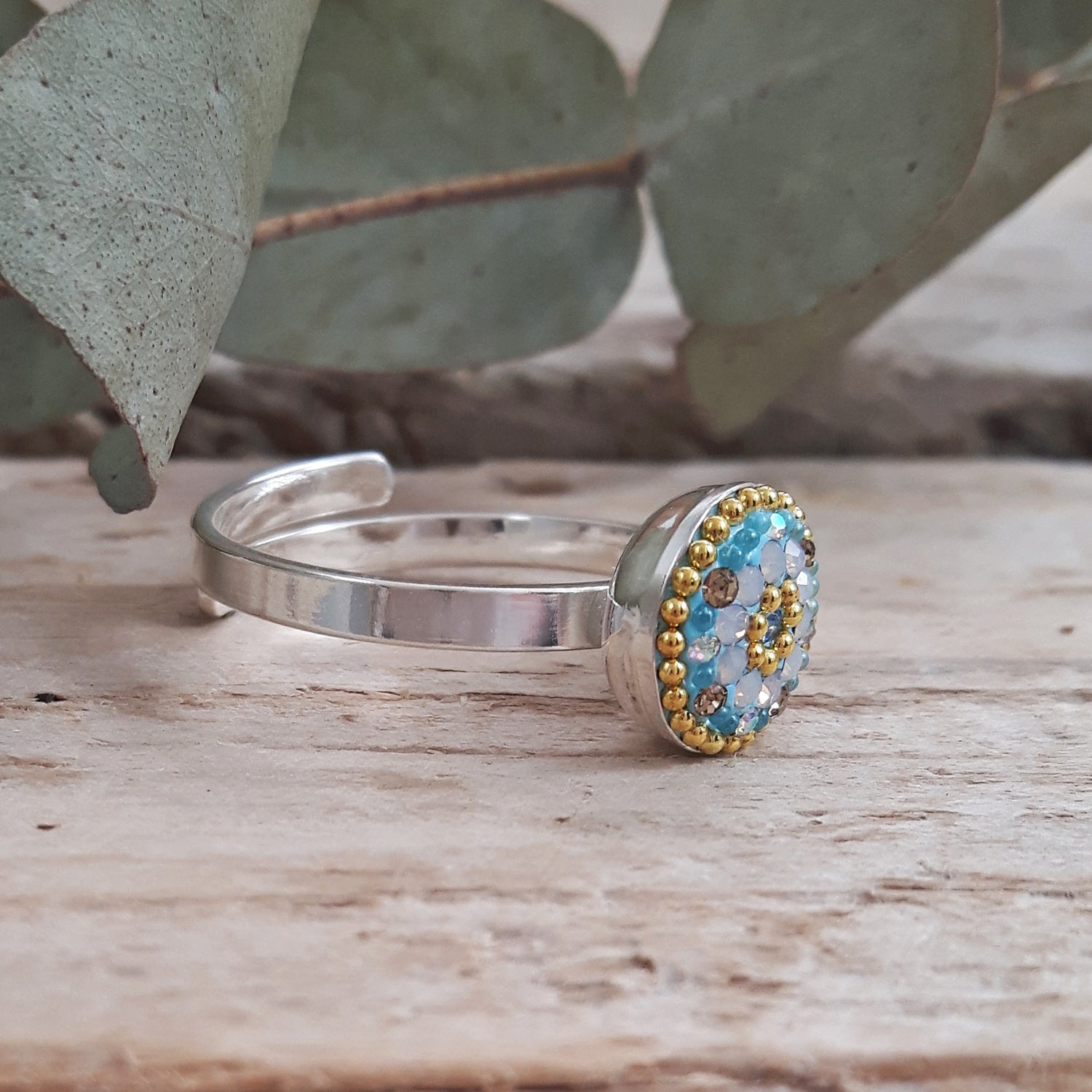Allegra Round Daisy Dream Mini Adjustable Ring