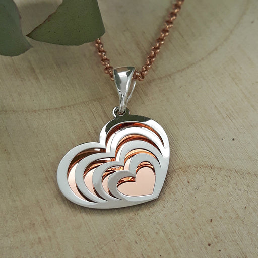 Celtic Heart Silver & Copper Pendant