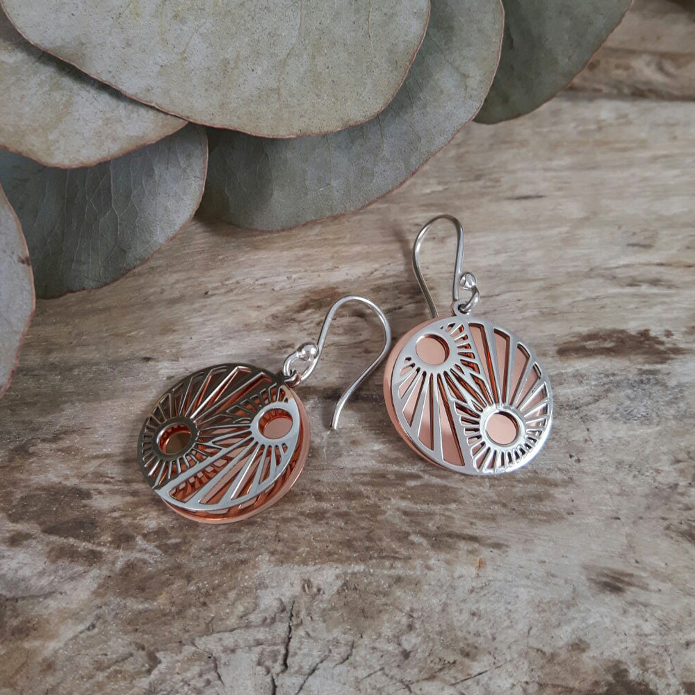 Copper and silver earrings discount