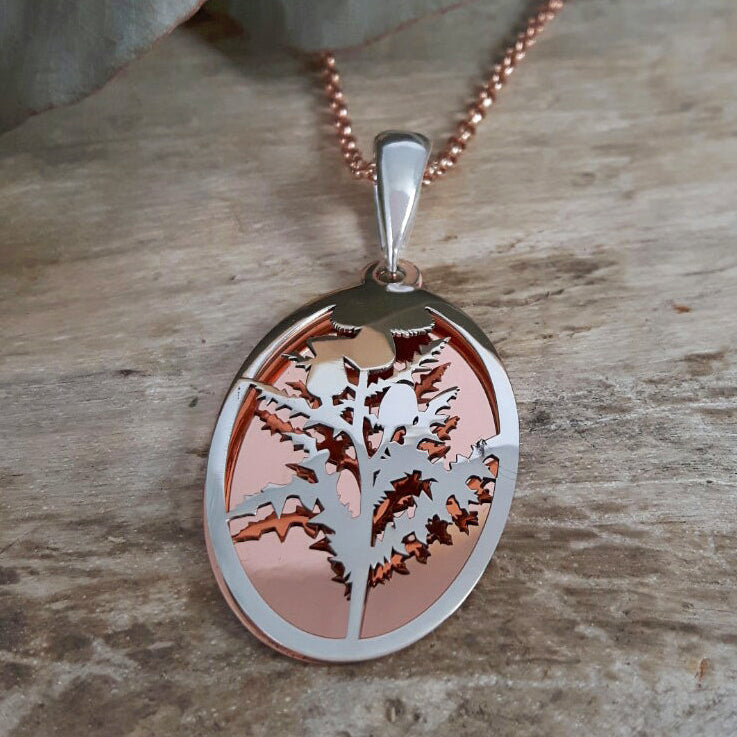 Celtic Thistle Silver & Copper Pendant