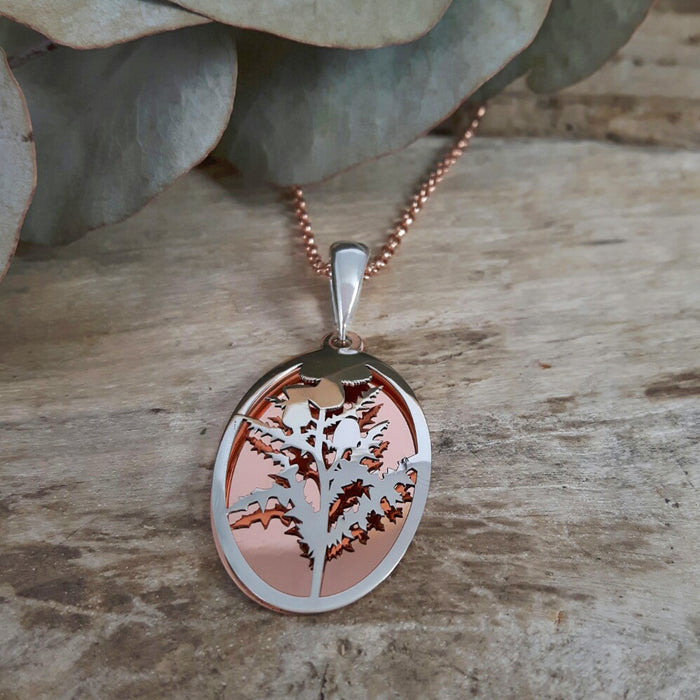 Celtic Thistle Silver/Copper Pendant