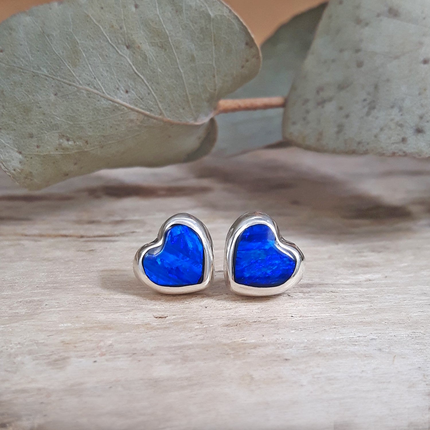 Flinder Heart Blue Stud Earrings