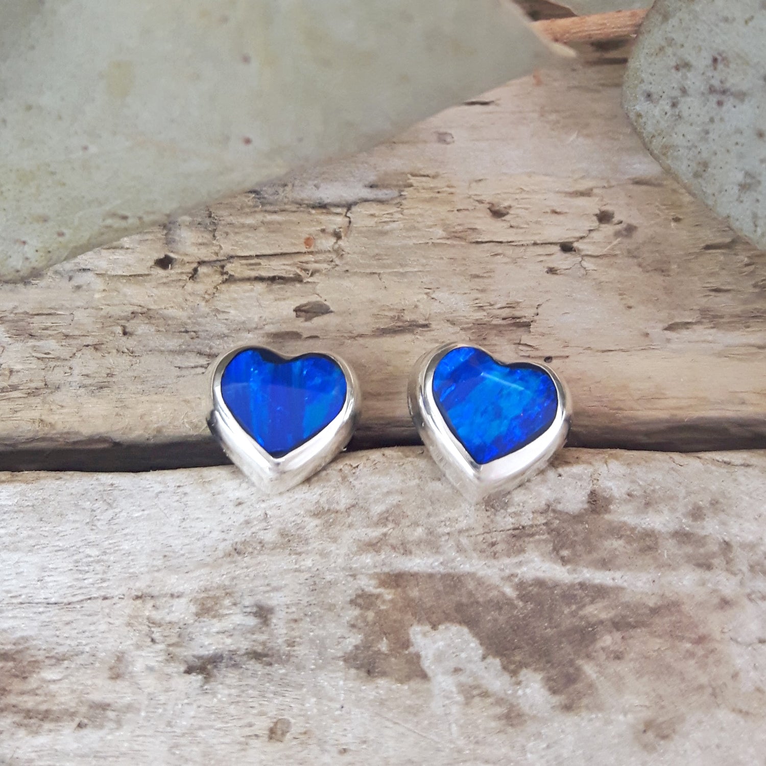 Flinder Heart Blue Stud Earrings