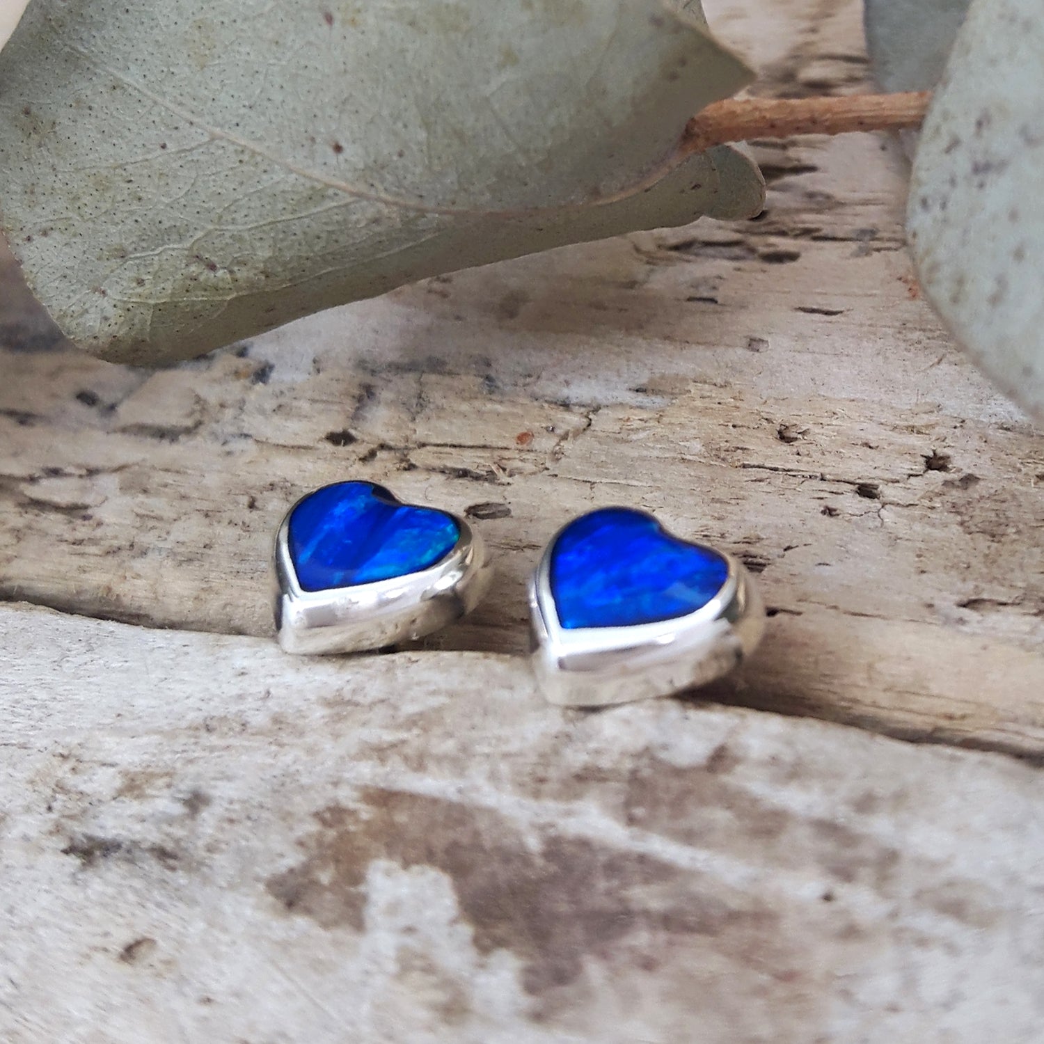 Flinder Heart Blue Stud Earrings