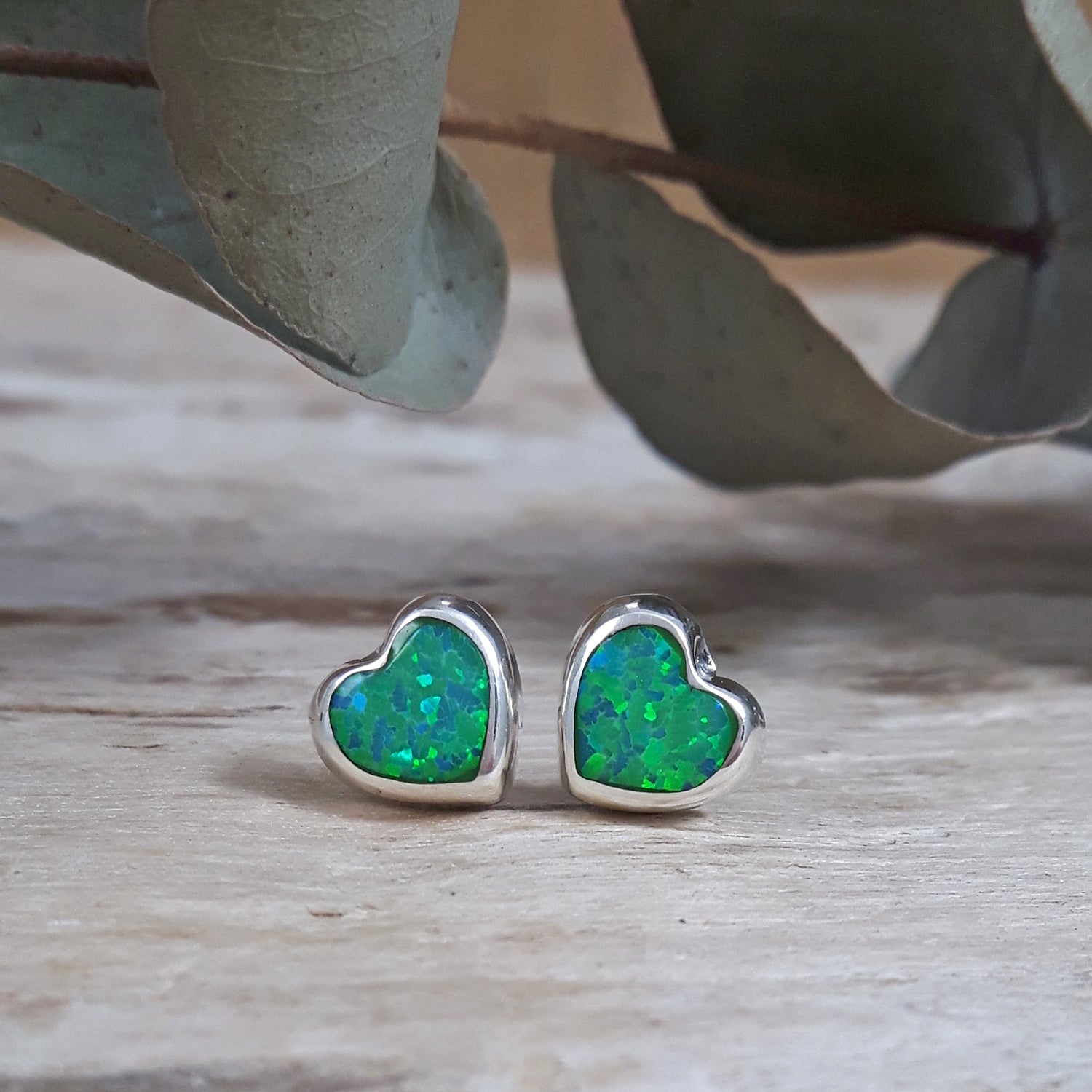 Flinder Heart Green Stud Earrings