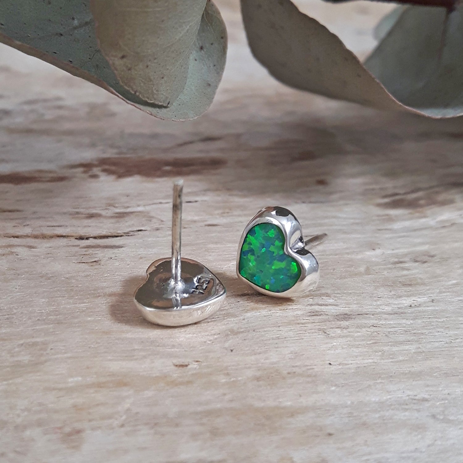 Flinder Heart Green Stud Earrings