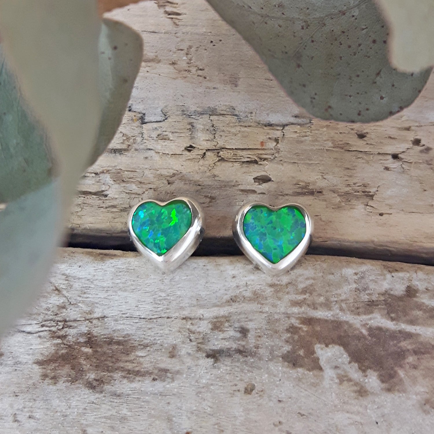Flinder Heart Green Stud Earrings