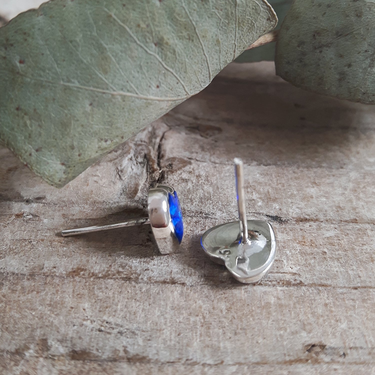Flinder Heart Blue Stud Earrings