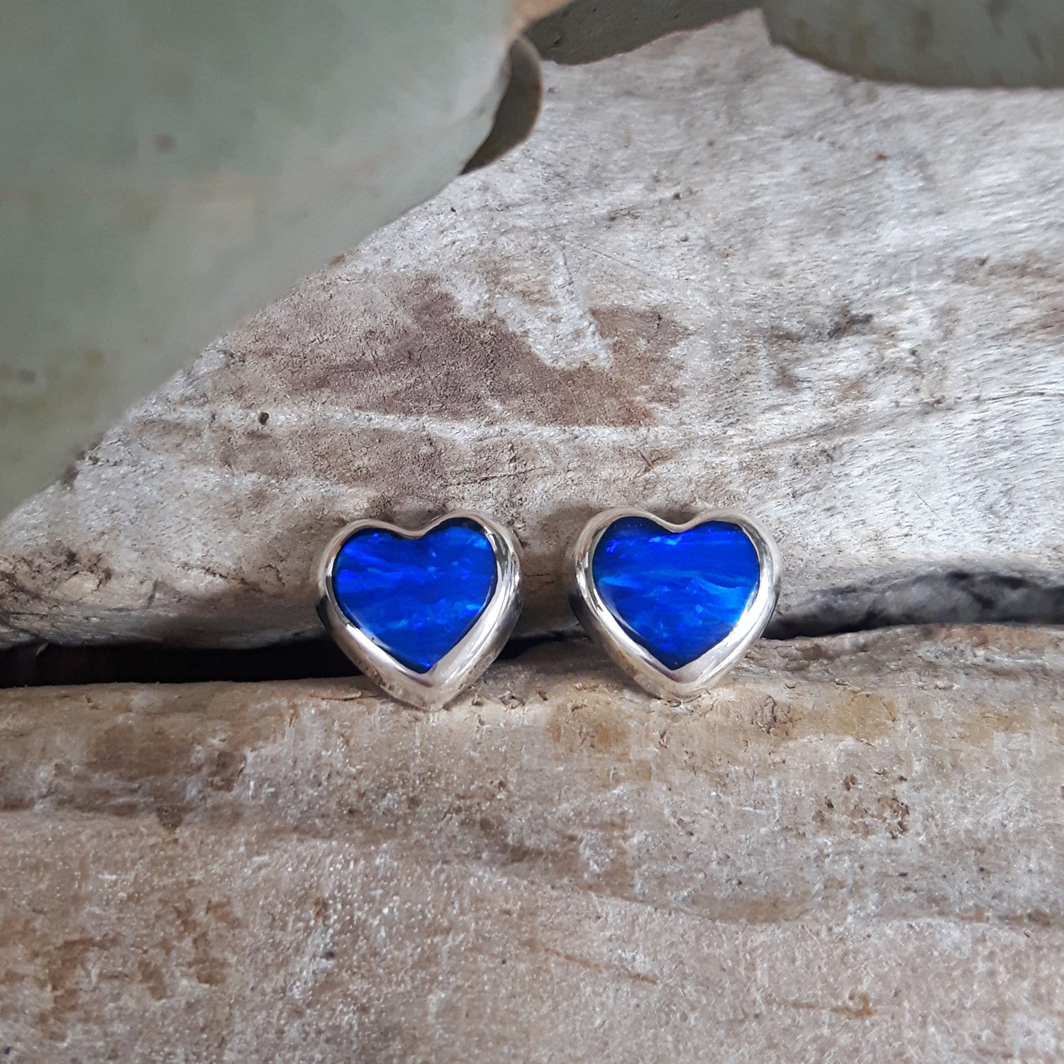 Flinder Heart Blue Stud Earrings