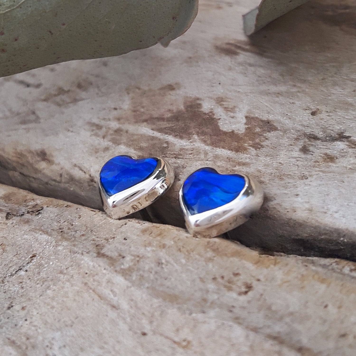 Flinder Heart Blue Stud Earrings