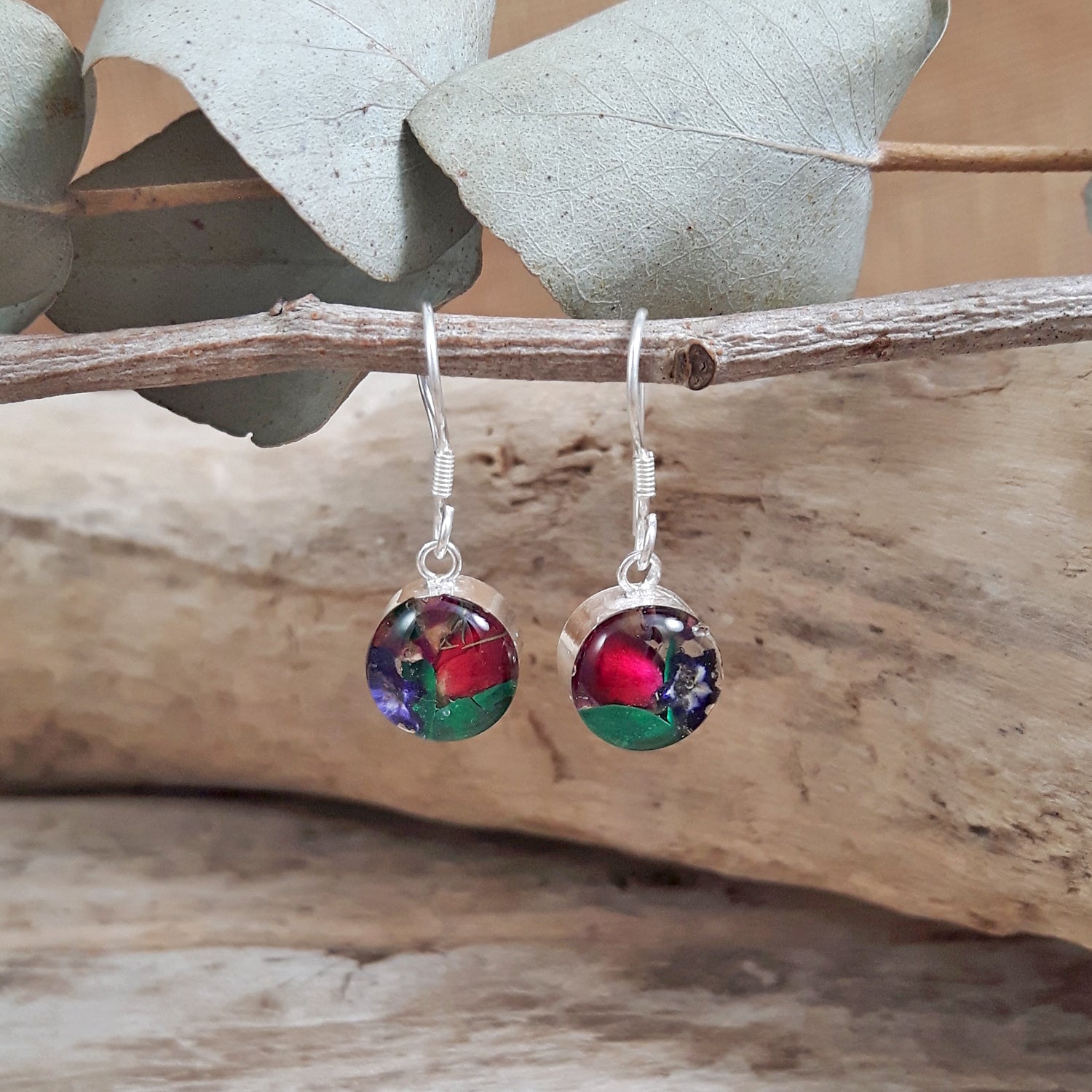 Flores Multi Round Real Flower Drop Earrings