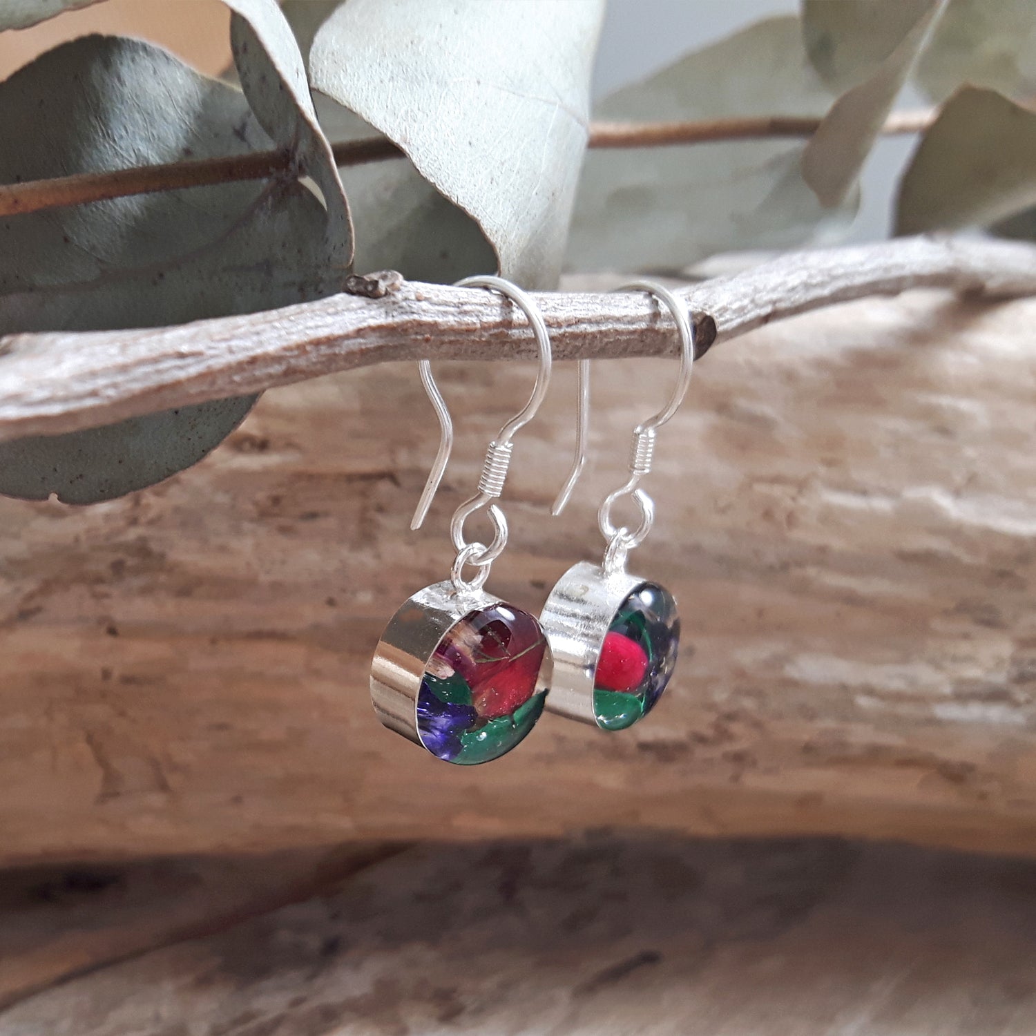 Flores Multi Round Real Flower Drop Earrings