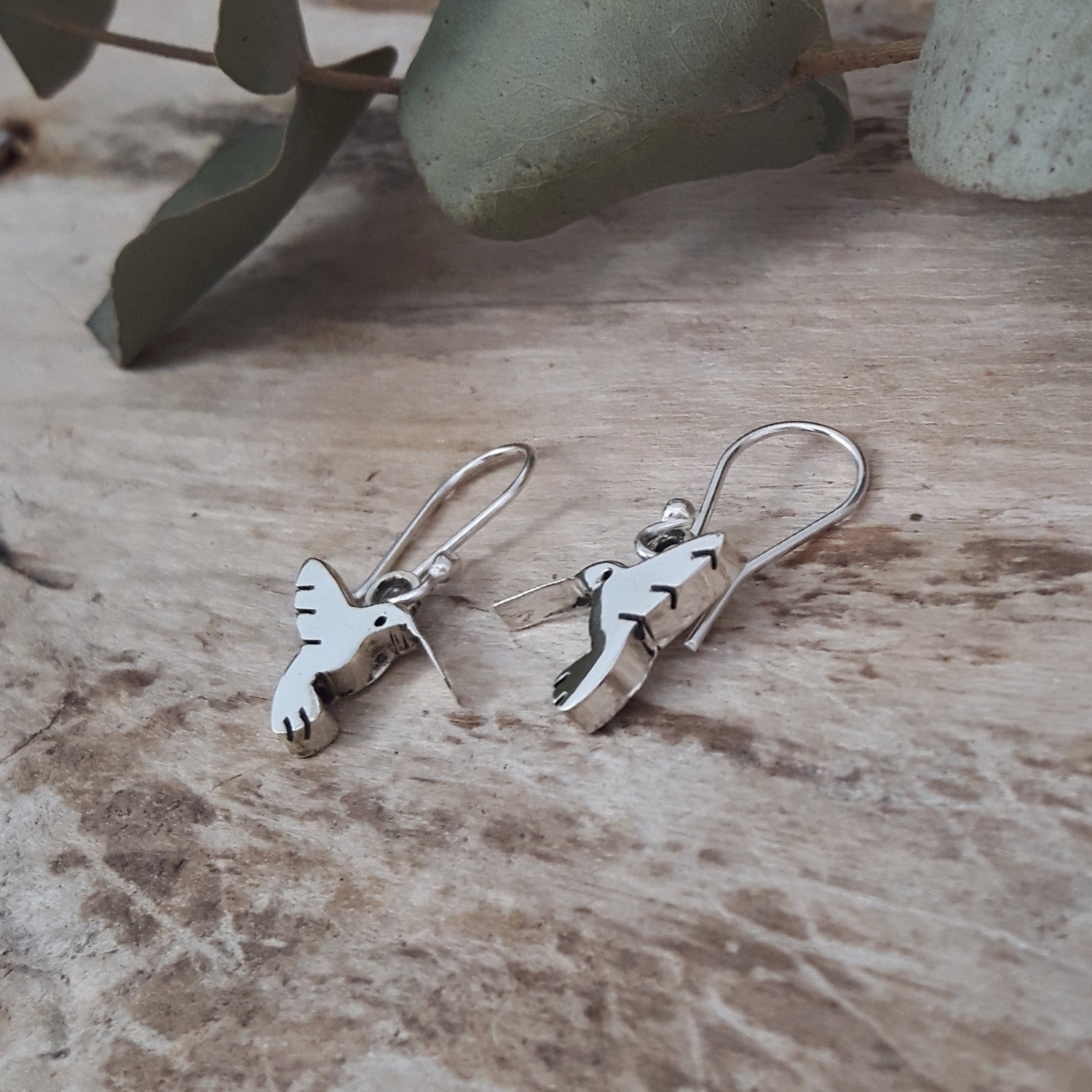 Nature inspired hummingbird earrings sterling silver gift jewellery UK