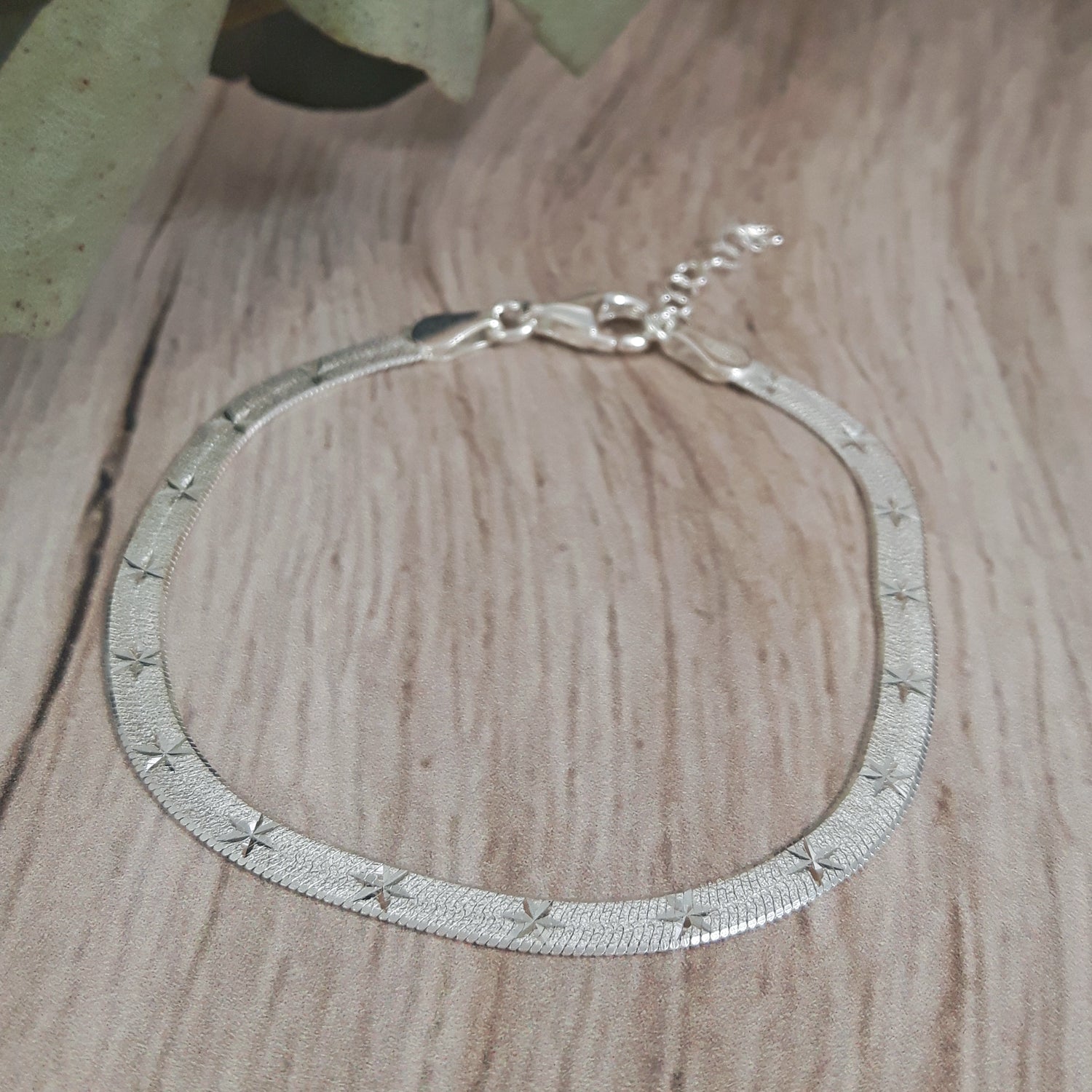Star Snake Chain Silver Bracelet 17–19.5cm