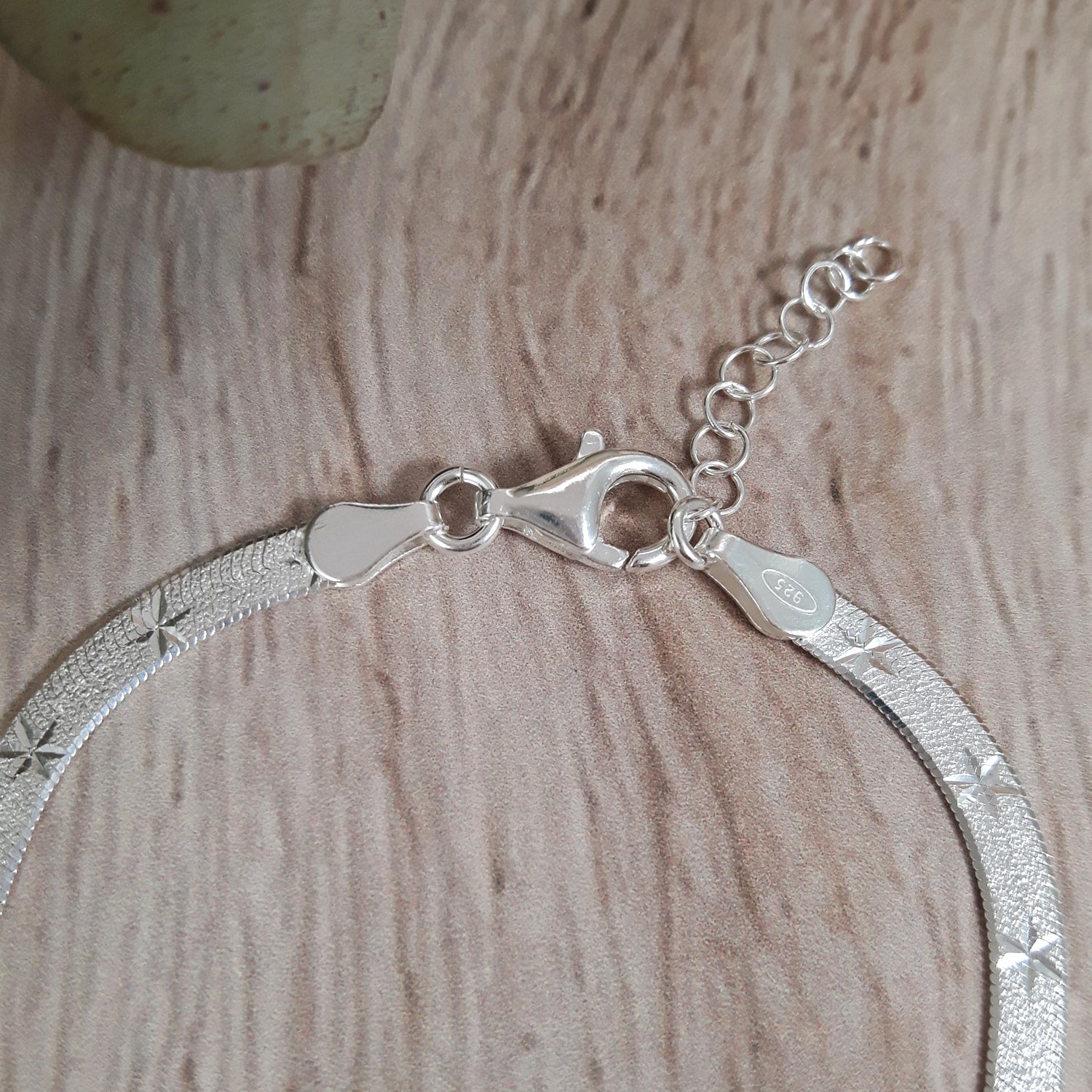 Star Snake Chain Silver Bracelet 17–19.5cm