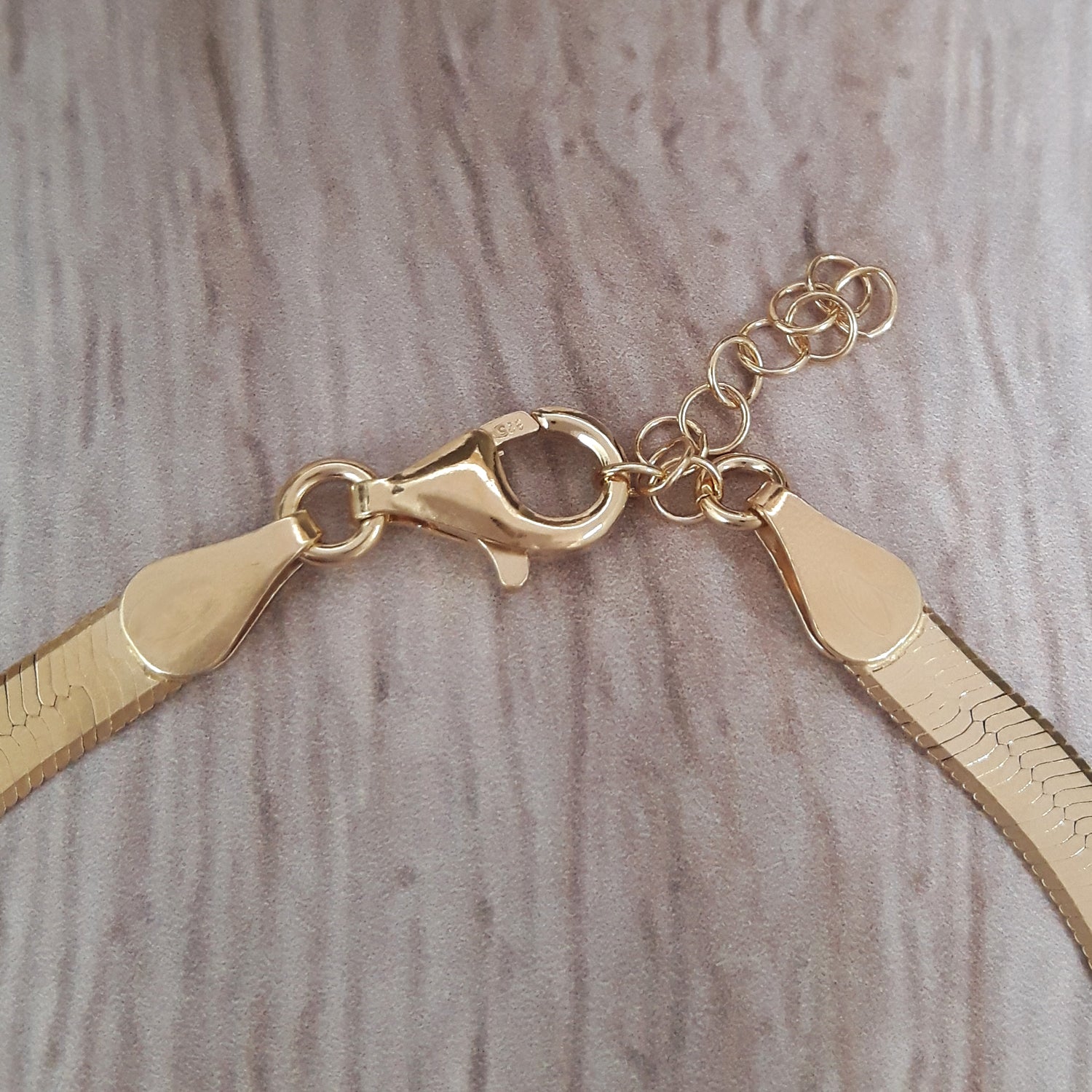Gold Snake Chain Wide Bracelet 17–19.5cm