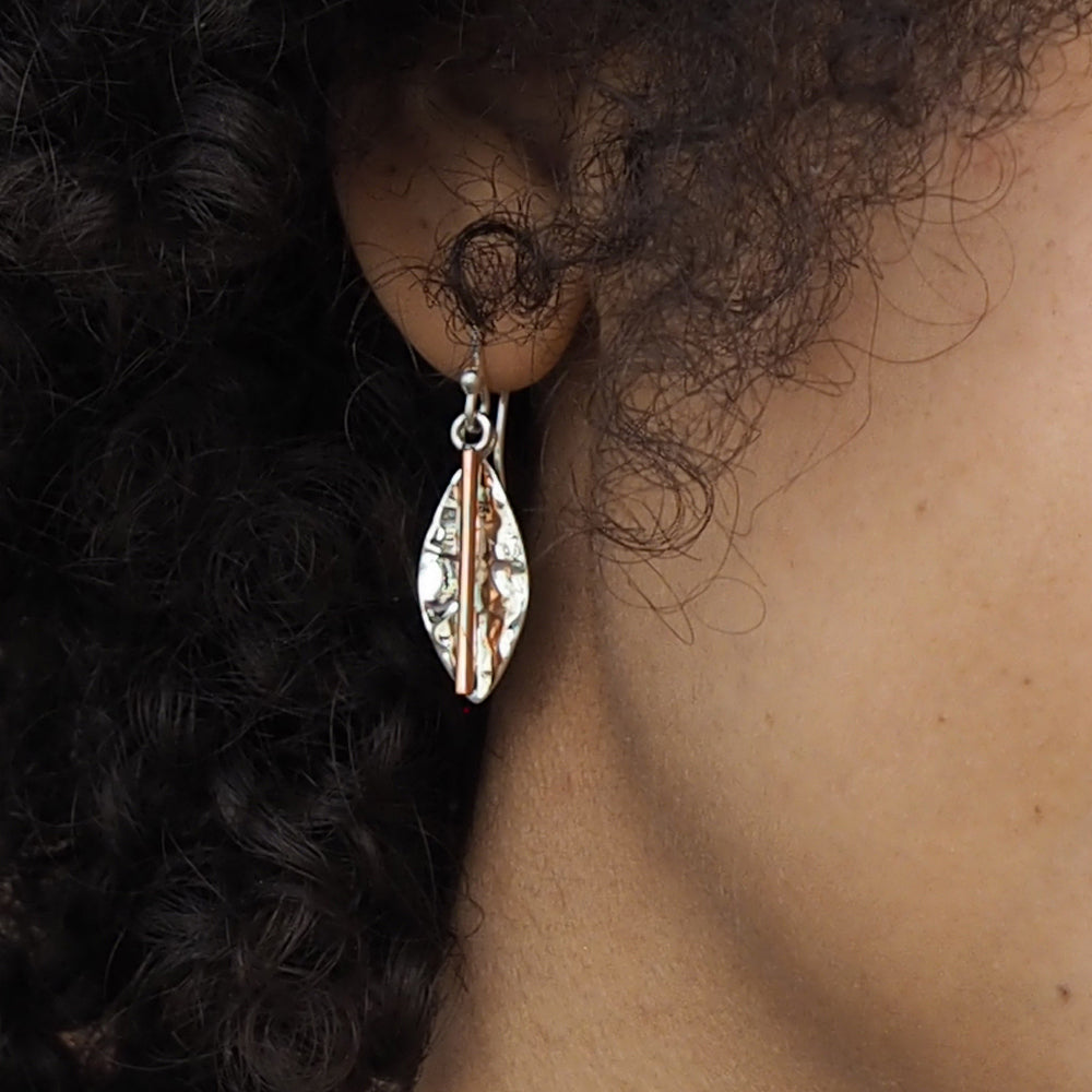 Marseille Leaf Ag/Cu Drop Earrings