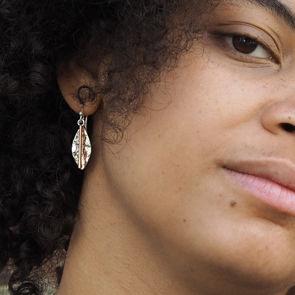 Marseille Leaf Ag/Cu Drop Earrings
