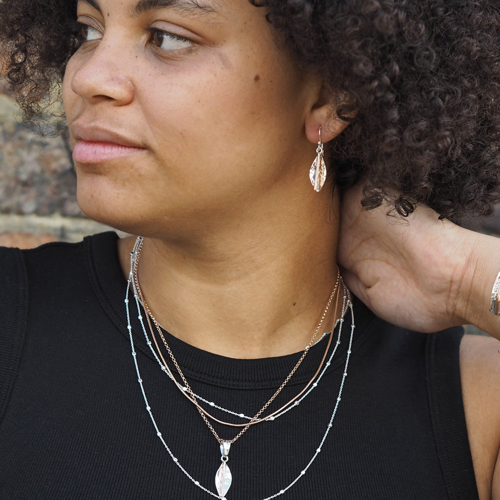 Marseille Leaf Ag/Cu Drop Earrings