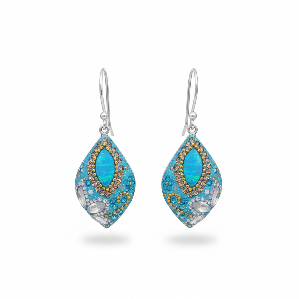 Sterling Silver Turquoise Daisy Dream Drop Earrings
