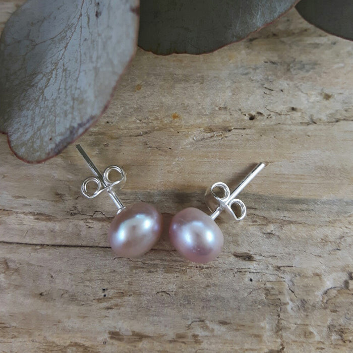 Pink Pearl Medium Stud Earrings
