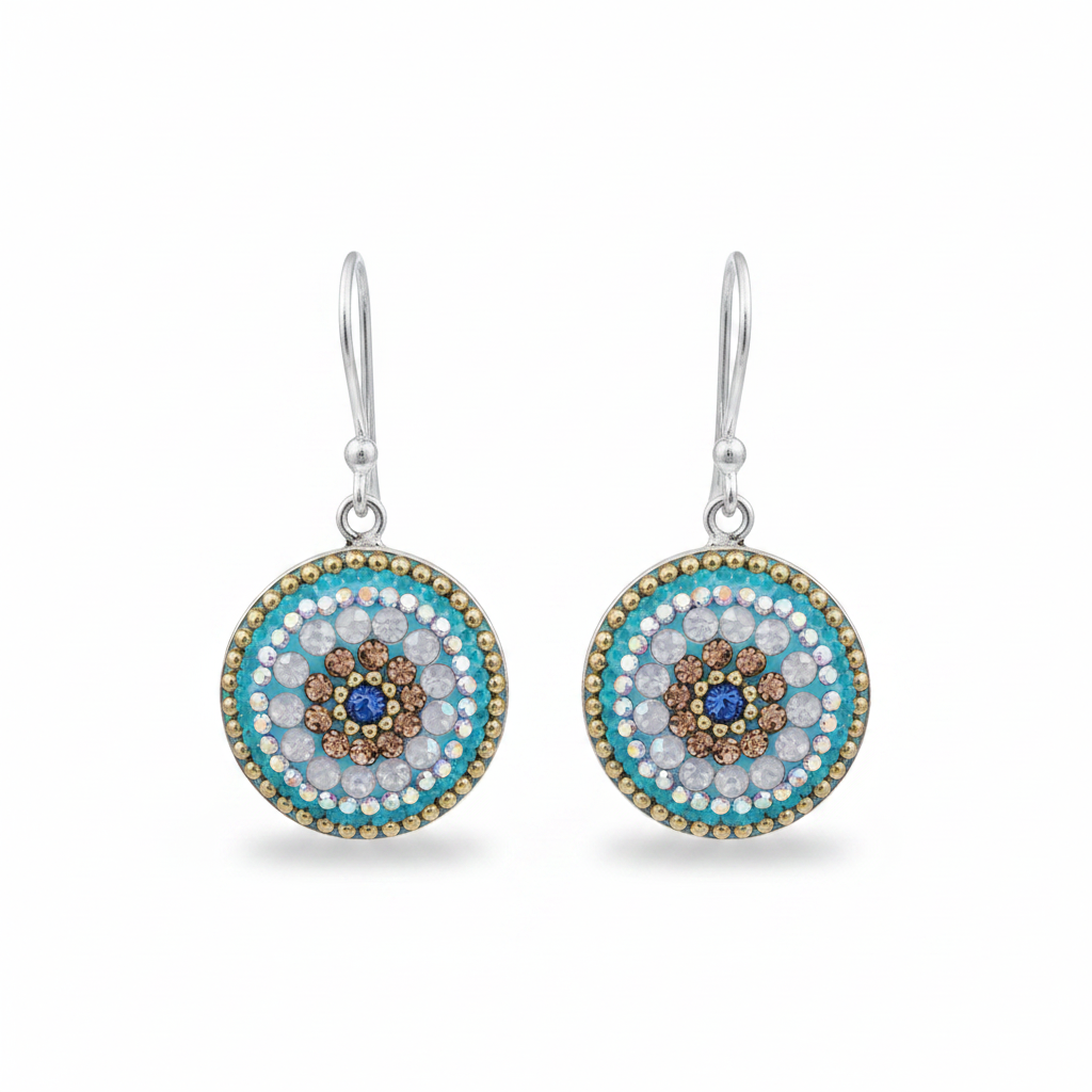 Turquoise Daisy Coin Earrings