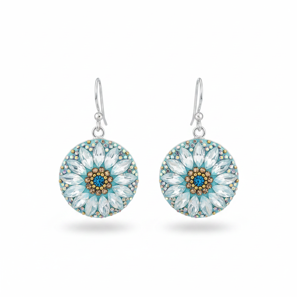 Turquoise Daisy Disc Earrings