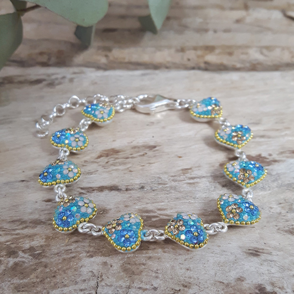 heart floral bracelet handcrafted jewellery UK