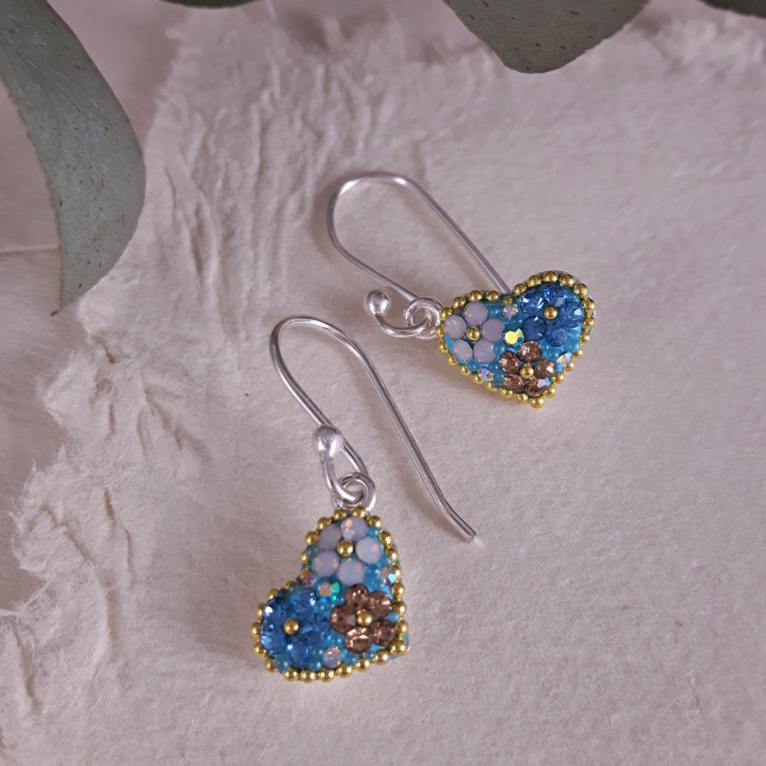 heart drop earrings sterling silver gift jewellery UK