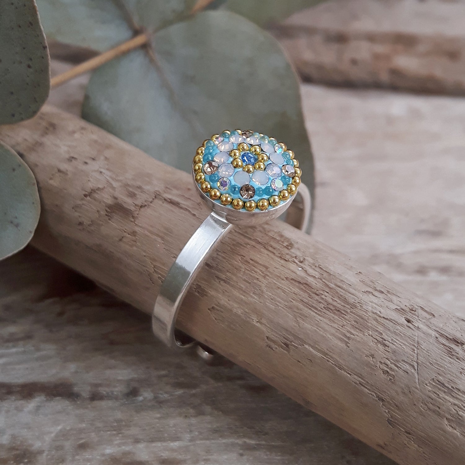delicate floral adjustable ring sterling silver jewellery UK