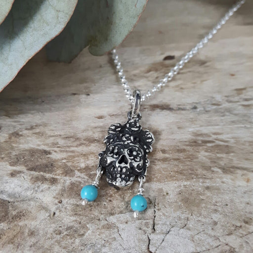 Catrina Skull Silver & Turquoise Pendant