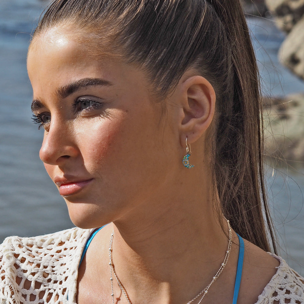 Allegra Moon Daisy Dream TQ Mini Drop Earrings