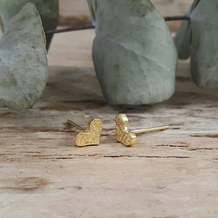 Foresta Tiny Heart Gold Stud Earrings