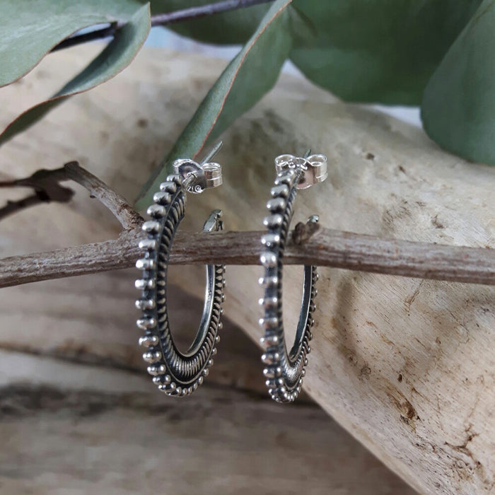 Kezia Oxidised Hoop Earrings Palenque Jewellery